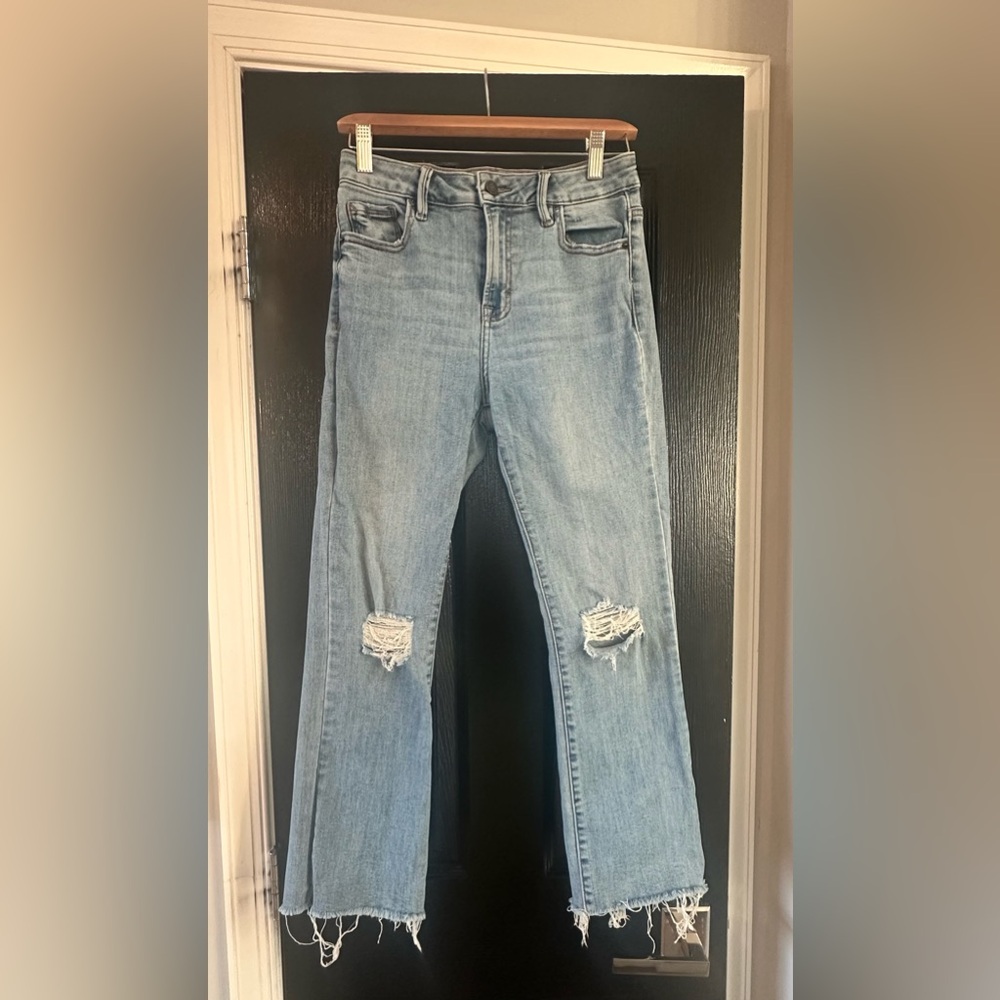 Women's Light Blue Distressed Jeans